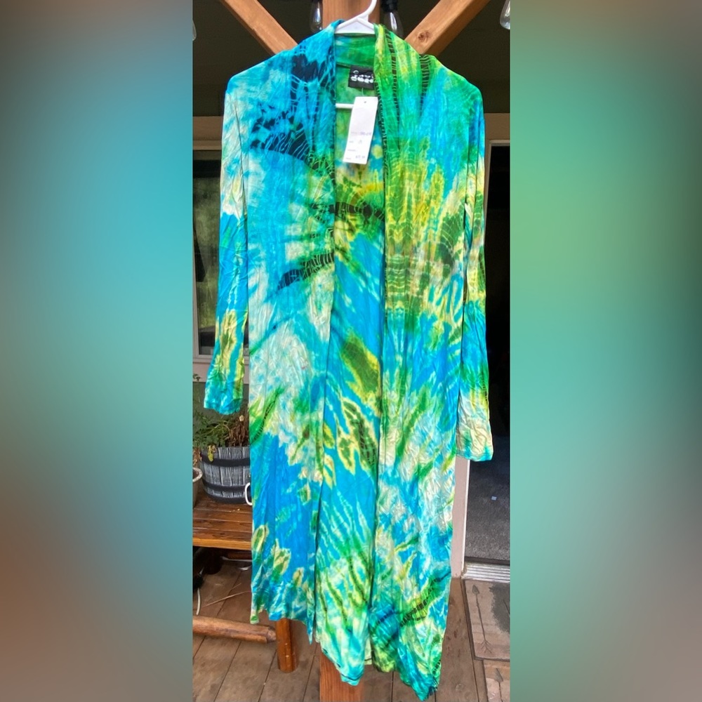 Extra Long Ty-Dyed Cardigan